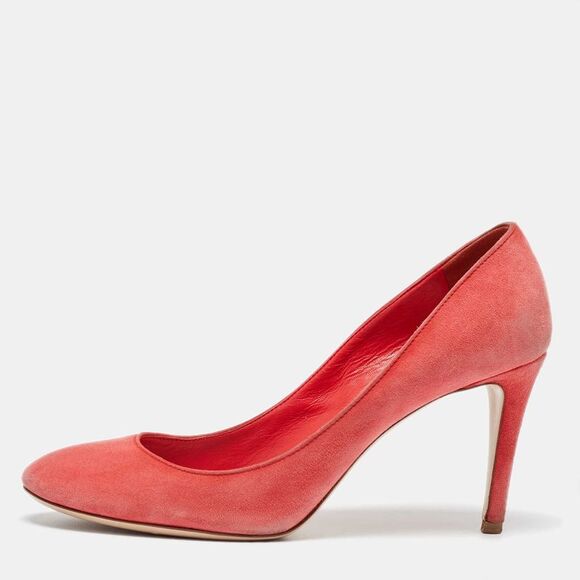 Miu Miu Coral Pink Suede Round Toe Pumps Size 37.5,New Products : American Fashion Style Bags On Sale